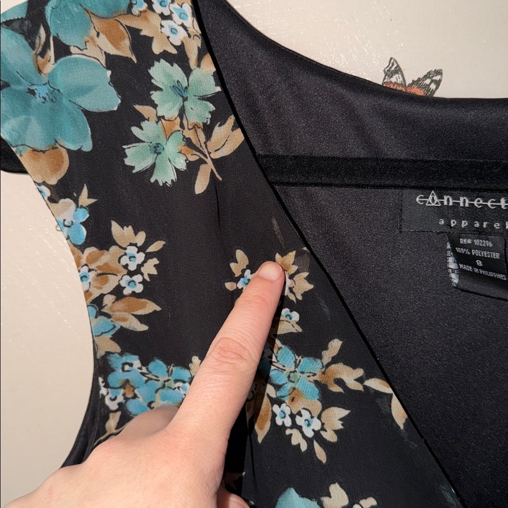 Vintage Connected Floral Whimsical Fairy Goth Flowy Midi Dress - Picture 5 of 7